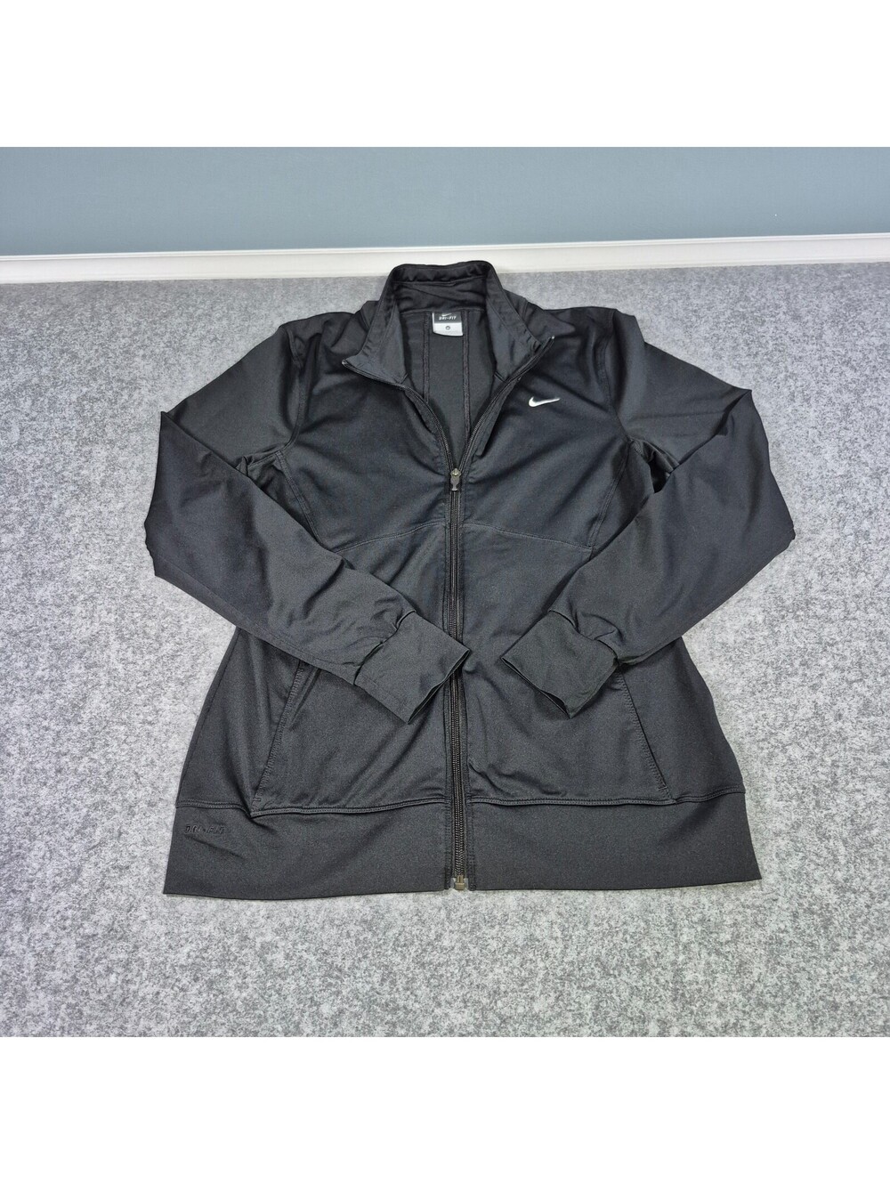 Nike Dri-FIT Women's Black  Full Zip Long Sleeve Jacket Breathable Workout Med